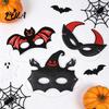 Stable Fit Halloween Masque Masque, Glitter Half Face Eye Horror Skull Bat Transparent Field of View Spider Dress Up Accessory for Cosplay Costume,