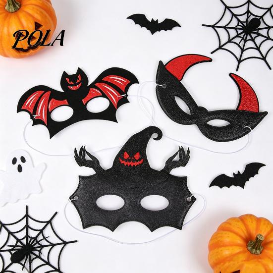Stable Fit Halloween Masque Masque, Glitter Half Face Eye Horror Skull Bat Transparent Field of View Spider Dress Up Accessory for Cosplay Costume,