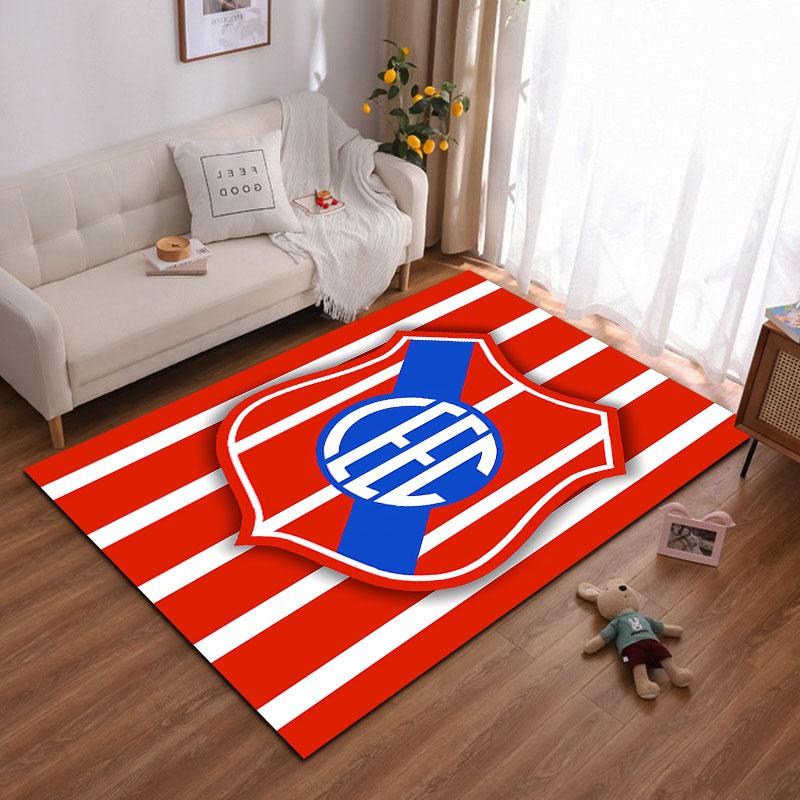 Red Striped Logo Carpet Design suitable as a non-slip mat for the living room or bedroom sofa