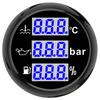 52MM 3 IN 1 Digital Gauge Water Temperature ℃/℉Oil Pressure Bar/PSI Voltmeter For Car Boat 12V/24V With Blue Backlight