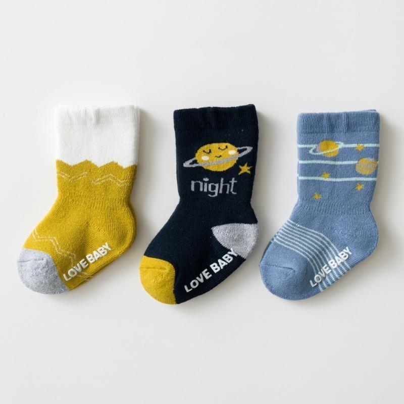 

3 пары/комплект носков для малышей, мягкие весенние хлопковые носки для девочек, осенне-зимние носки с рисунком в полоску для младенцев L