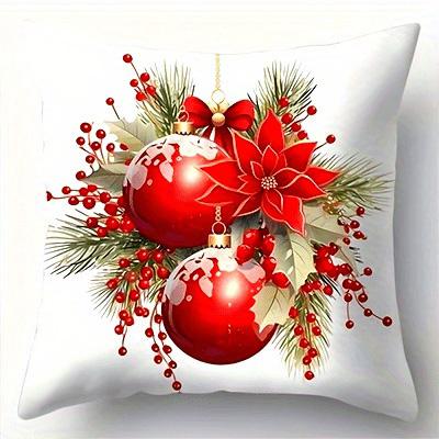 Home Decor Christmas-Themed Floral & Decorative Pillow Covers Pattern Cushion Cover Suitable For Sofa Bedroom Car Pillow Cover