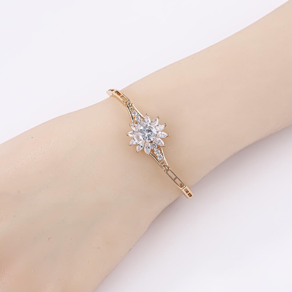 18K De Oro Gold Plated Cubic Zirconia Copper Pro Mayor Pulsera De Mujer Fashion Jewelry Custom Diamond Women Bracelet