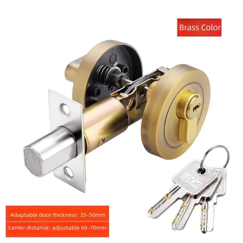 Copper Door Lock Cylinder Chrome Metal Deadbolt Single Cylinder Bolt for Home Door Gate