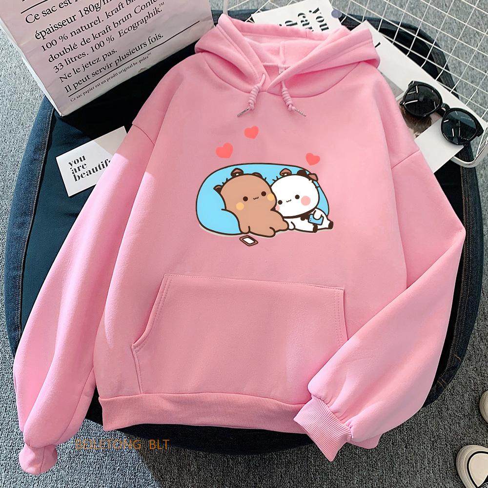 Panda Bear Bubu Dudu Love Heart Sweatshirts Winter Fleece Long Sleeve Hoodies Streetwear Kawaii Women/Men Hooded Pullovers Cute