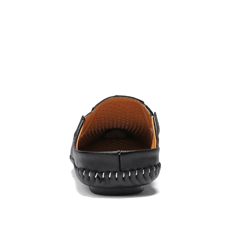Mocasines casuales de cuero con agujeros para hombre