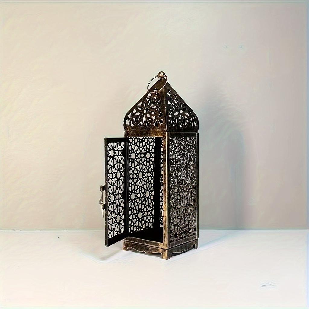 Lanterna Portacandela in Metallo, Portacandela Lanterna Marocchina Vuota Retrò, Adatta per Decorazioni Domestiche, Decorazione Rustica Retrò da Fattoria per Parete, Candela Non Inclusa