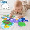 Animal-Shaped Baby Cloth Book with Crinkle Pages, Mirror, and 3D Tails - Tear-Resistant Touch & Feel Toy