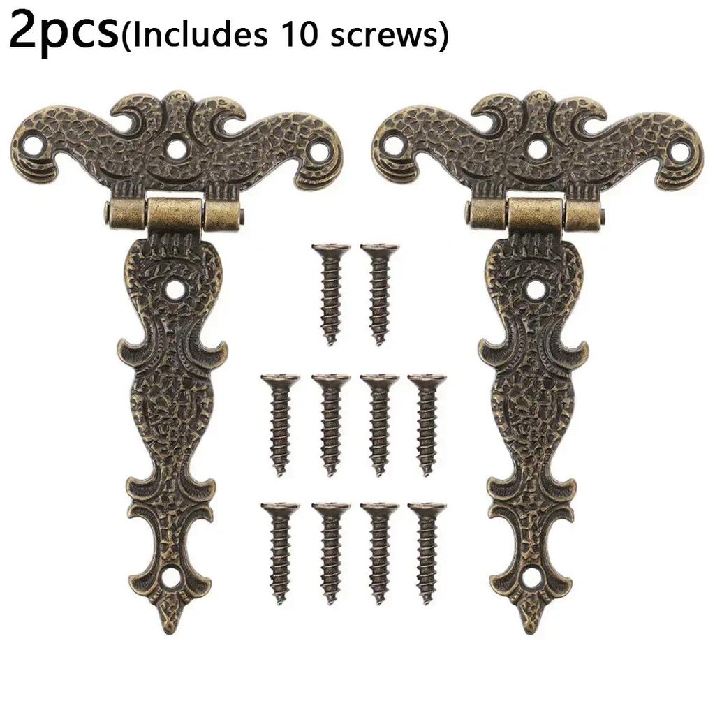 2pcs Cabinet Hinge Retro Bronze Zinc Alloy Butt Hinges Antique Wooden Box Decorative Hinge Furniture Hardware Accessories