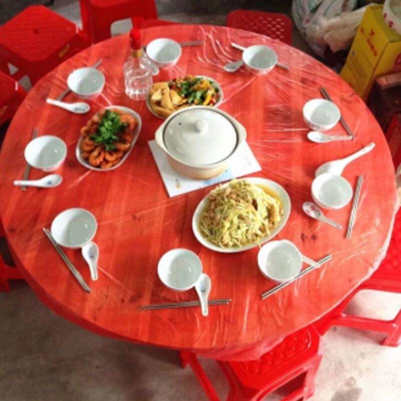 JingJingRS Thickened Disposable Plastic Round Tablecloth 160x160 cm