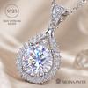 3Carat Round Moissanite Teardrop Pendant Necklace18Inch Silver Chain for Women