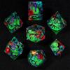 Resin Dice Set Luminous Sand, Dragon and Dungeon Polyhedral Dice, Punk Style Role-Play RPG Explorer MTG Pioneer Game DND Dice Set