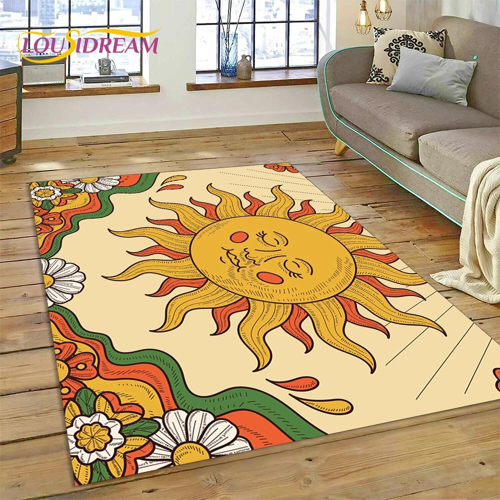 Sun Moon Mandala Magic Witchcraft Tarot Carpet Rug for Home Living Room Bedroom Sofa Doormat Decor,Area Rug Non-slip Floor Mat