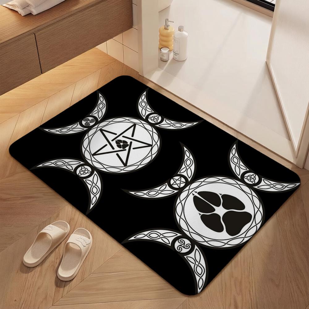 Dark Baphomet Grimoire Pentagram Patterned Rug Durable Stainresistant Easyclean Carpet For Bathroom Kitchen Home Decor Valentine'S Day Gift