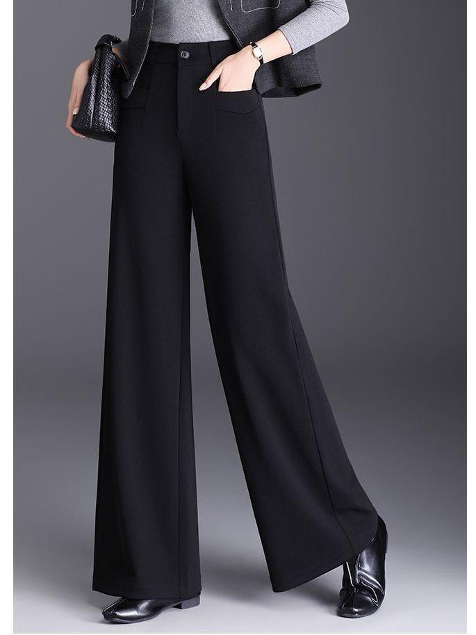Fließende High-Waist-Hose mit weitem Bein für kurvige Figuren - Herbst 2025 Neuankunft