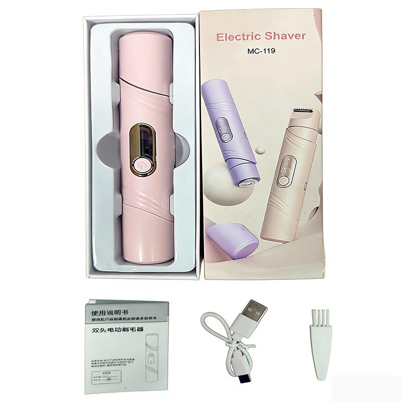Double-head electric shaving kit for women, hair trimmer for body, USB charging, mini female hair removal tool
