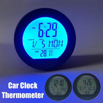 Solar Car Clocks Dashboard Thermometer Automotive Electronic Watch Led DisplayTime Accessories Back Car Luminous With Digit X7J6