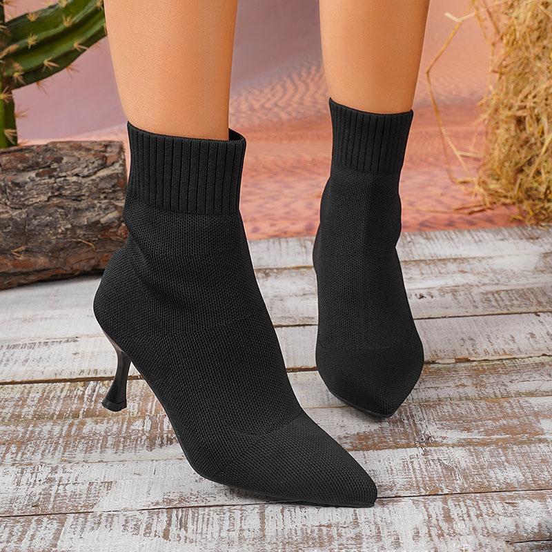 

Мода Comemore Женские Эластичные Носки-Ботильоны Осень Зима Шпилька Высокий Каблук Вязаные Ботильоны Женские Слипоны Заостренный Носок На Каблуке Ботильоны 36 чёрный