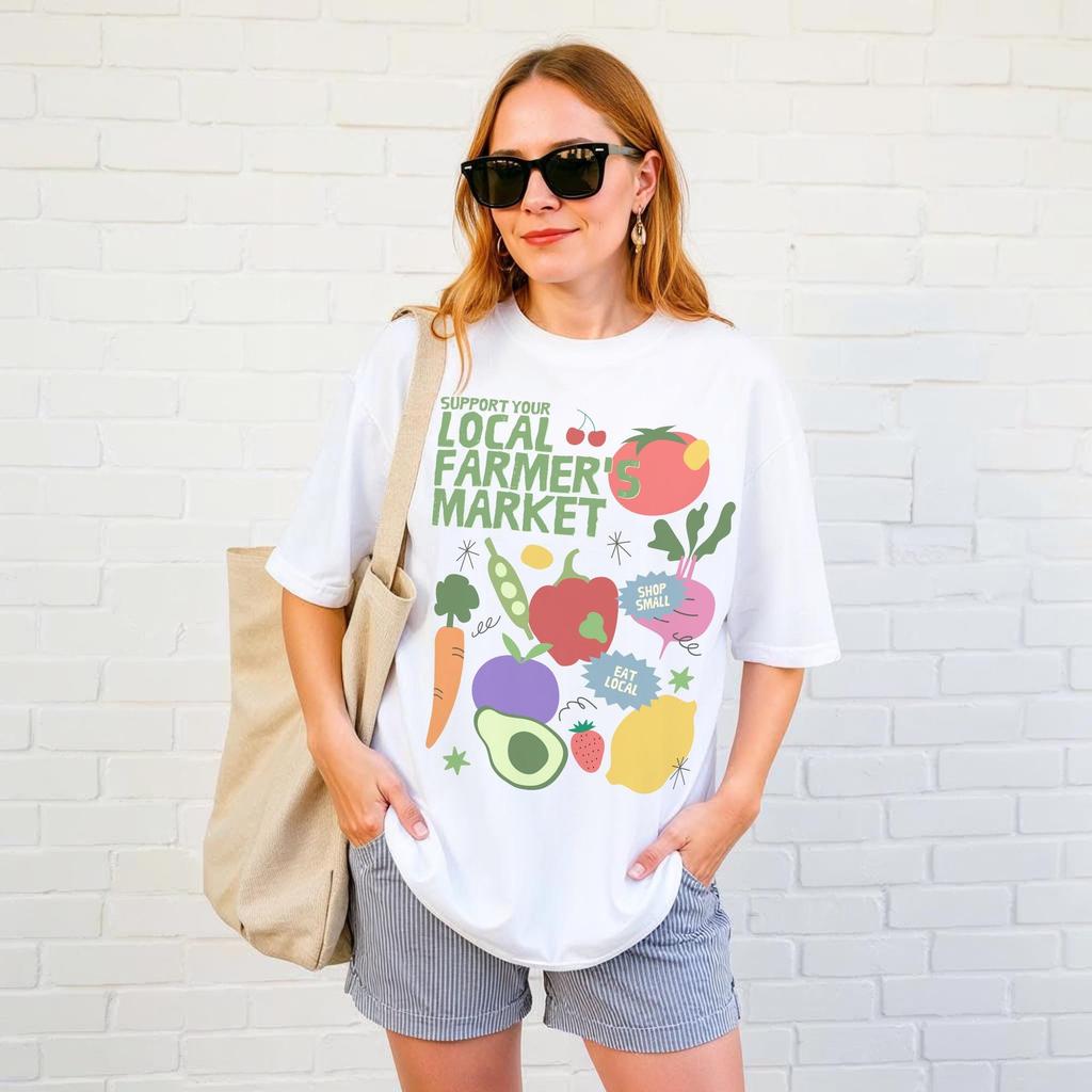 Farmers Market Comfort Colors Tee: Shop Small, Eat Local