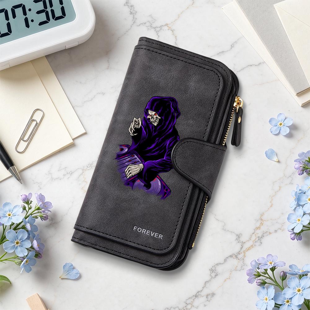 Gothic Grim Reaper Long Wallet Cool Printed Purse Forever Card Holder