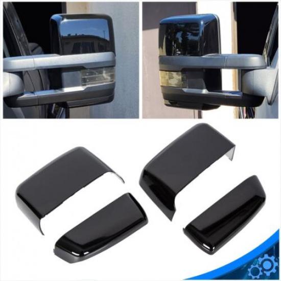 For 2014 2015- Chevy Silverado GMC Sierra Glossy Black Tow Mirror Cap Cover