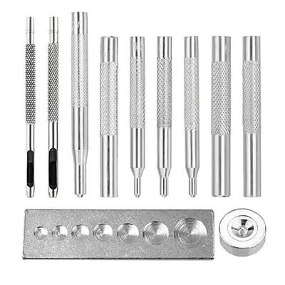 9Pcs Snap Button Fastener Setter Tool Leather Punching Tool with Base, Easy To Use Snap Fastener Fixing Installing Tool
