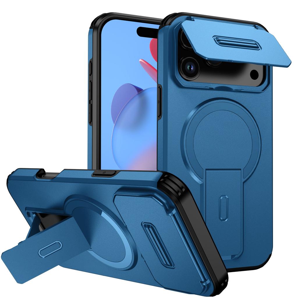 For iPhone 17 Pro Max Case Kickstand Camera Slider PC + TPU Phone Cover Compatible with MagSafe