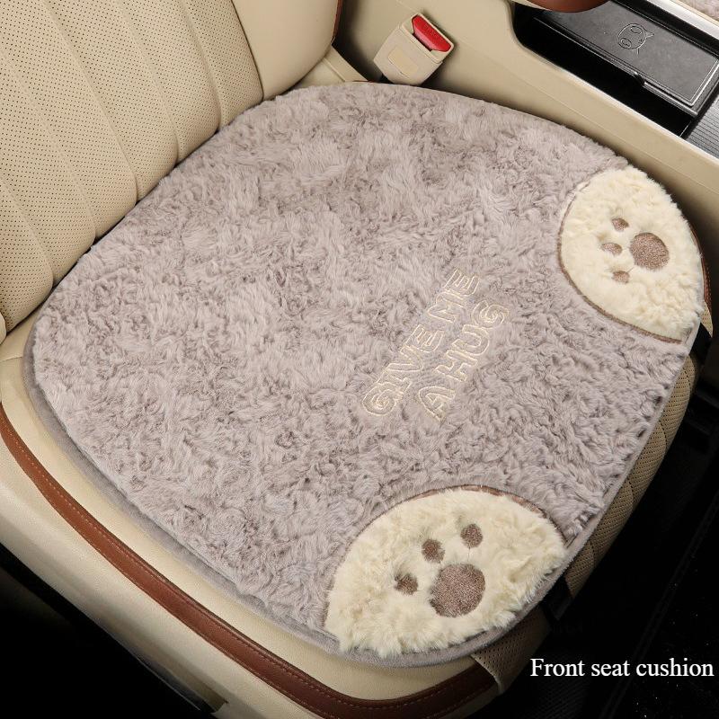 Cartoon 3D Bear Universal Car Seat Cushion Covers Plush Backrest for Autumn Winter Warm Cute Designed Seat Accessories