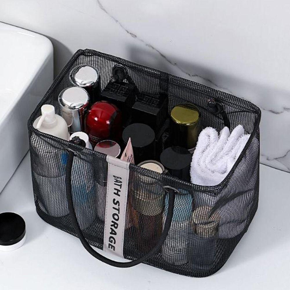 Large Capacity Mesh Toiletry Bag Breathable Makeup Tote Handbag Cosmetic Bag Swimming