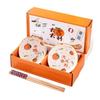 Elegant Chinese Ceramic Rice Bowl & Chopsticks Set