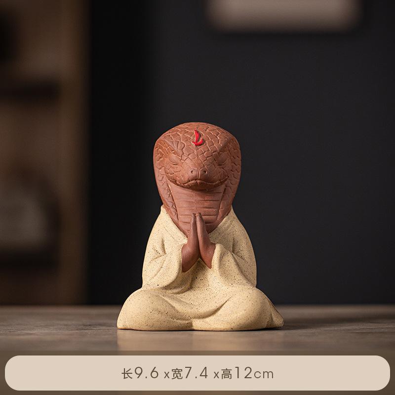 Дзен Фортуна Керамическая Чайная Фигурка Зодиак Змея Статуэтка Украшения Животное Чайная Фигурка Скульптура Богатства Ремесла Домашний Настольный Декор