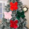 Christmas Tree Bow Pendant Velvet Bow Topper Wreaths Doors Decor Wire-Reinforced Edges Gift Bows Holiday Decoration