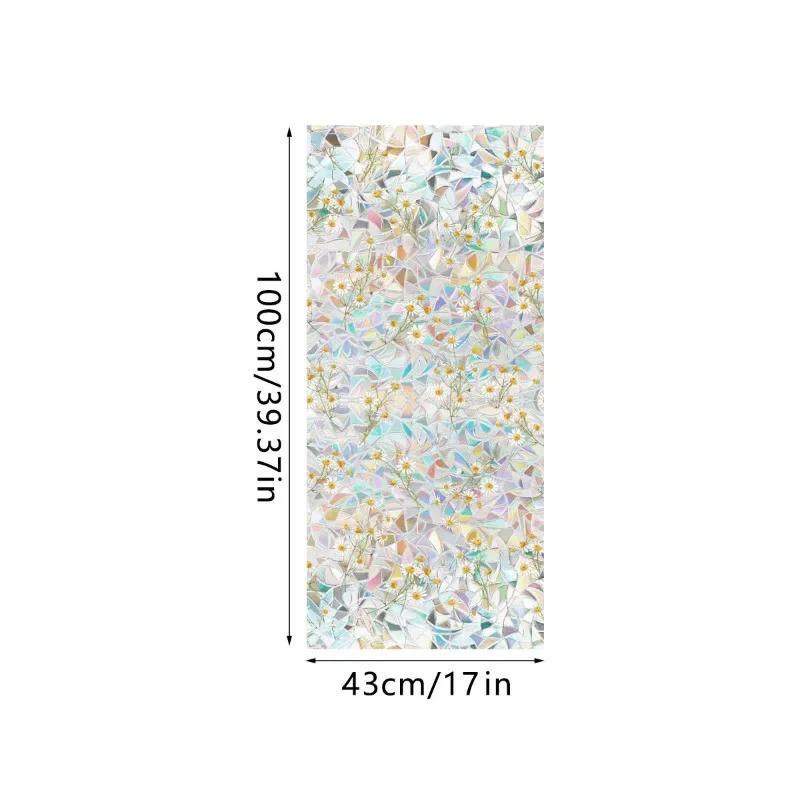 Double-sided Rainbow Design Static Window Privacy Film Colorful Stained Glass Window Film for Privacy Sun Blocking for Windows
