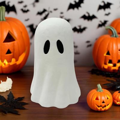 Halloween Ghost Figurine Spooky Small White Ghost Statue Resin Tabletop Decoration for Halloween Indoor Home Shelf Desk Decor