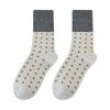 3 Pairs of  Female Autumn and Winter Thickened Warm Retro Splicing Color Polka Dot Wool Tube Socks