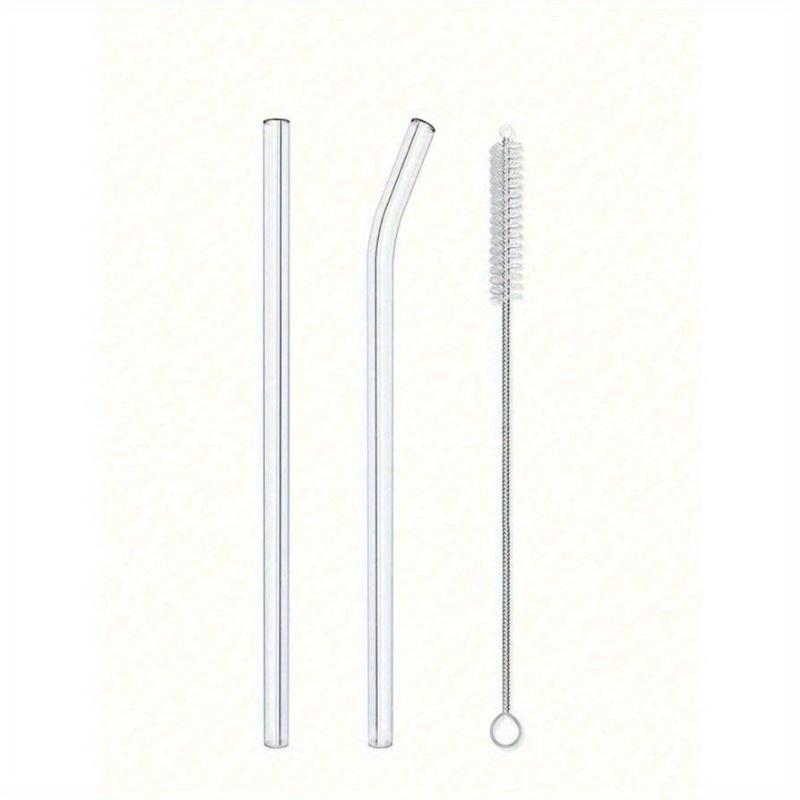 8Pcs Clear Glass Straws With 2 Cleaning Brushes, 8mm Reusable Straws, 4 Straight And 4 Curved Straws, Summer, Summer Sets