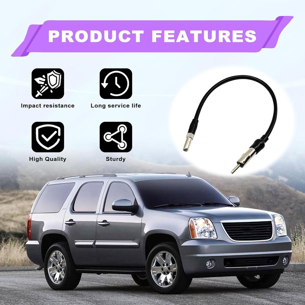 Car Radio Antenna Adapter Male Plug Stereo FM AM Upgrade Suit - Compatible with 2006-2014 GM Chevrolet GMC Cadillac Pontiac