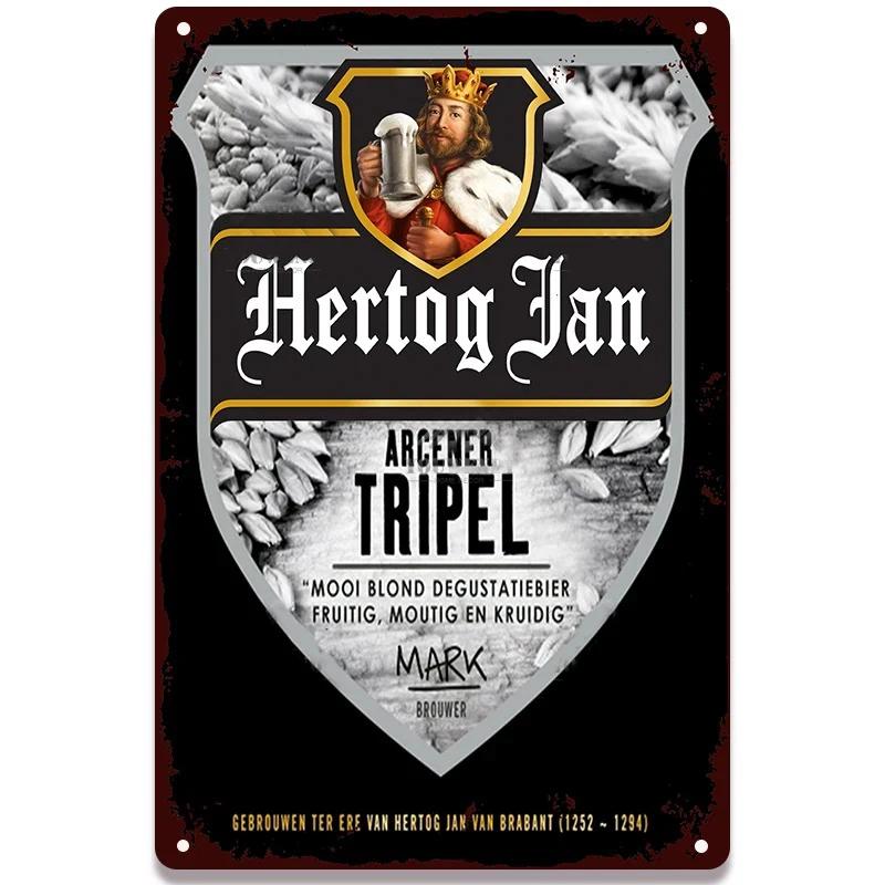 Retro Beer Posters Home Decor Plate Vintage Metal Tin Sign Hertog Jan Metal Plaque Pub Bar Wall Room Decoration