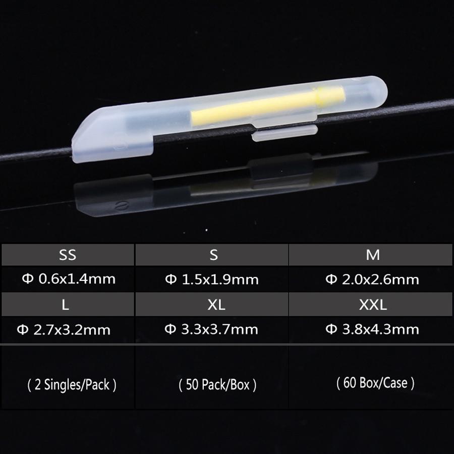 100 szt. 50 torebek Klips na wędkę Świetlik Wędkarski Lampki Wędkarskie Stoper do Spławika Świetliki Nocny Spławik Wędkarski Bobber Ciemne Świetliki