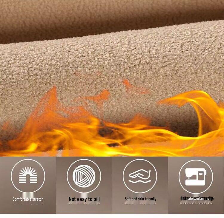 Pantalones de Lana de Cintura Alta con Terciopelo para Mujer Talla Grande - Gruesos, Adelgazantes, Corte Holgado para Otoño e Invierno