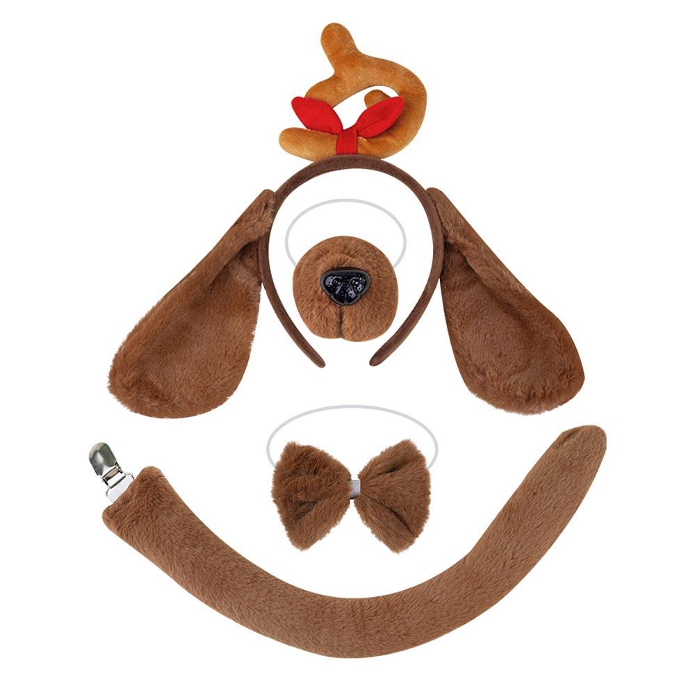 Halloween Animal Ears and Tail Set Holiday Masquerade Pig Costume Props for Kids and Adults