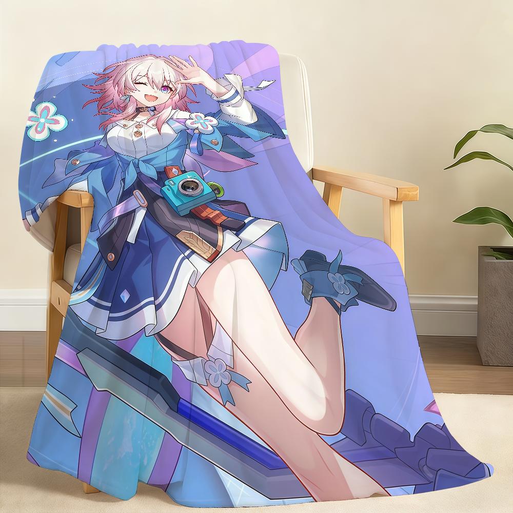 Hot Game Honkai Star March 7th Blanket Soft Throw Blanket for Home Bedroom Bed Sofa Picnic Travel Office Rest Cover Blanket Gift