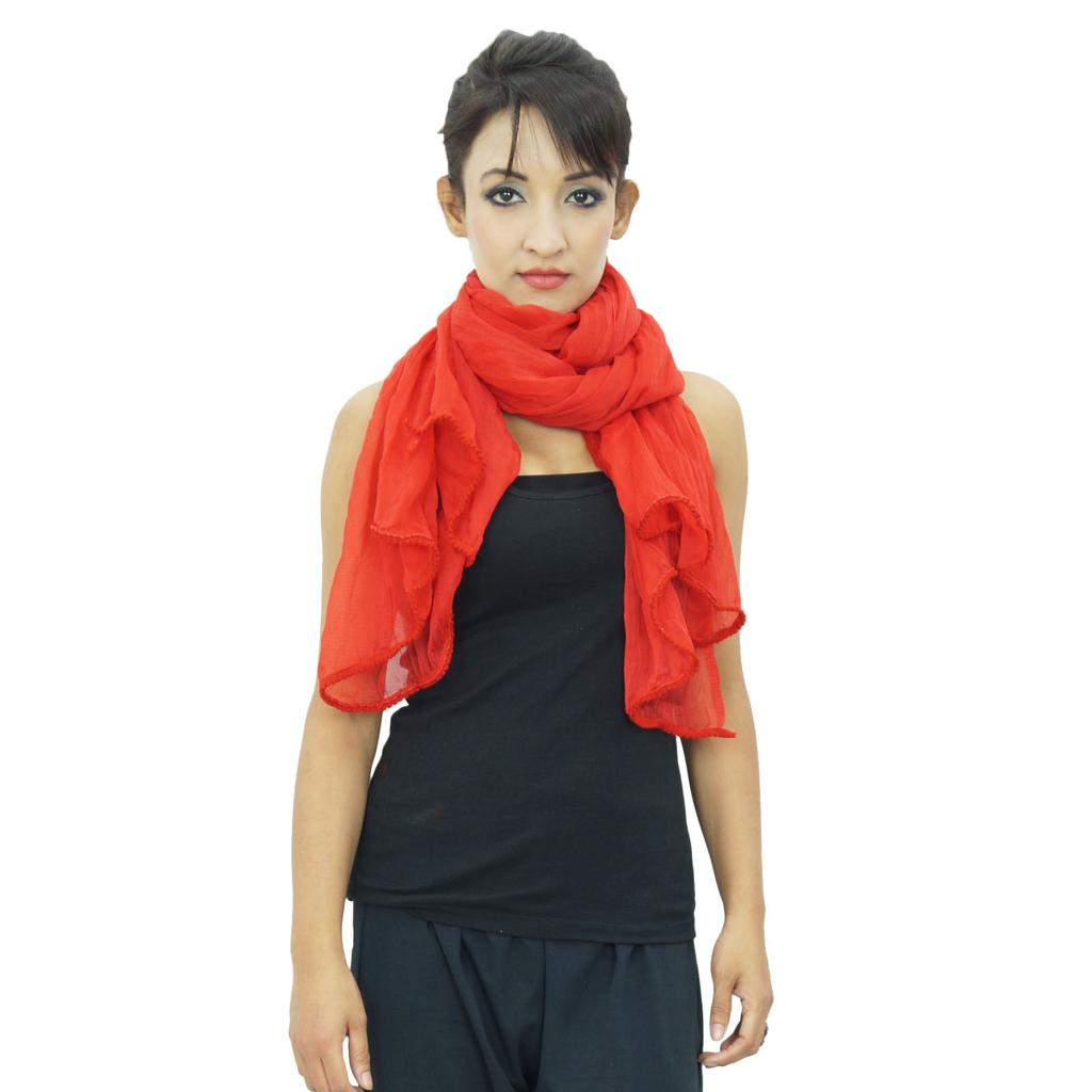 Chiffon Blend Dupatta Long Stole Women Neck Wrap Indian Scarves Chunni