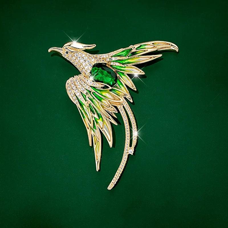 Elegant Cloisonné Enamel Phoenix Brooch - Women's Chinese Style Coat Pin