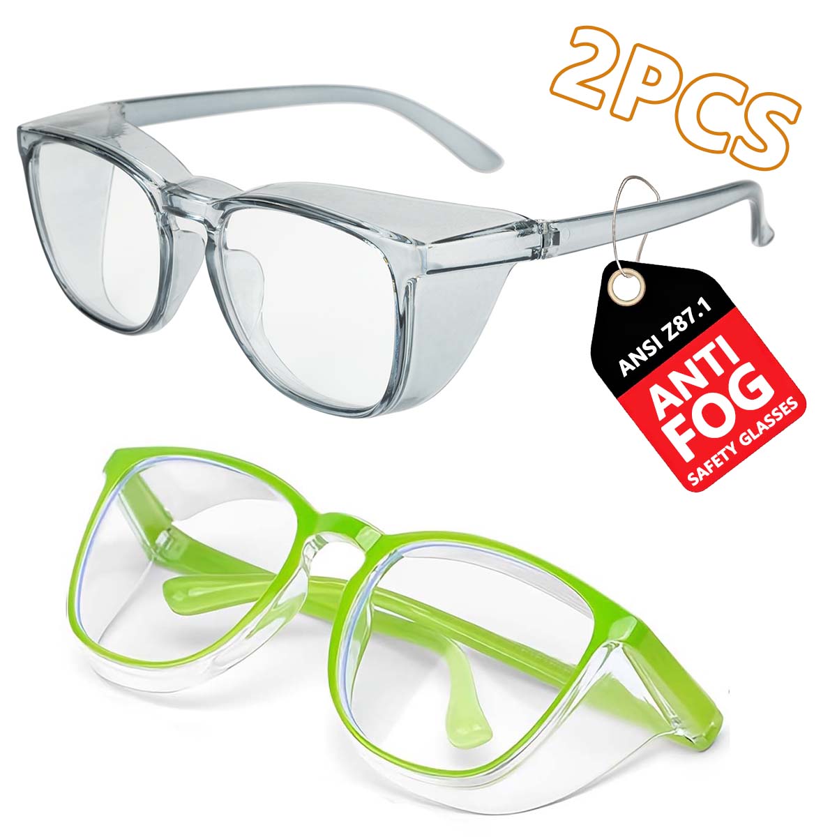 

Anti Pollen Safety Glasses Square Anti Fog Blue Light Blocking Glasses with Side Shields for School Daily Life Model HM9