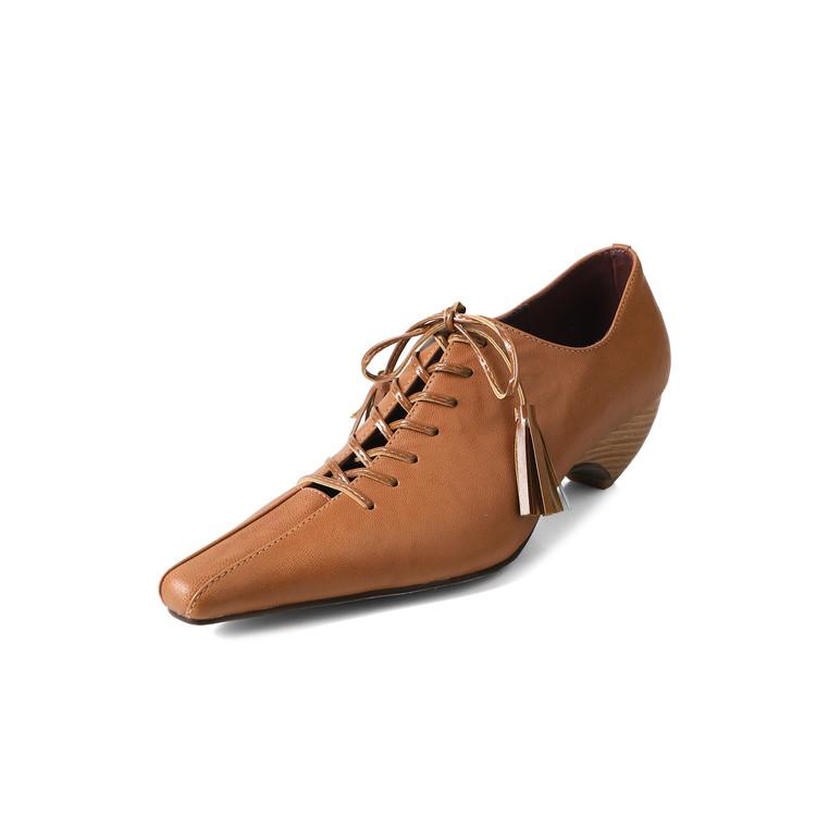 Fashion New SpringSummer Genuine Leather Women Pumps Shoes for Women Fashion Tassels Lace Square Toe Women Shoes Loafers Ladies Shoes 34 5980₽
