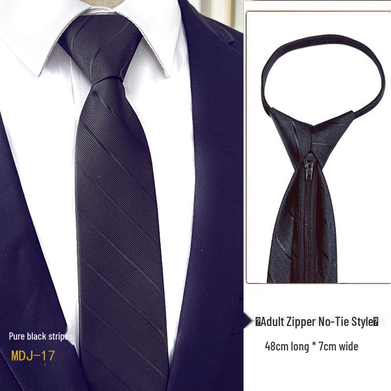 Men's 7cm Easy-Pull Zipper Tie, 1200-Needle Yarn-Dyed Polyester