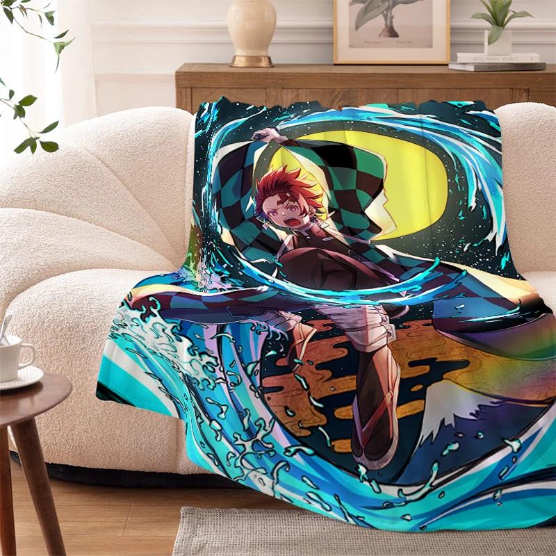 Sofa Blankets for Winter Anime D-Demons Slayer Warm Knee Bed Fleece Camping Fluffy Soft Blankets Microfiber Bedding King Size