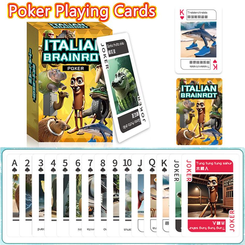 54 Karty do Gry Pokerowe Italian Brainrot Pokerowe Śmieszne Karty Pokerowe Tung Tung Tung Sahur Tralalero Tralala Kolekcja Kart do Gry