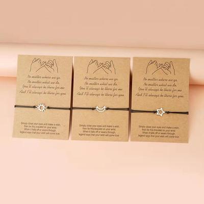 Friendship Festival Gift: Sun, Moon & Star Woven Bracelet Set (3 Pieces)